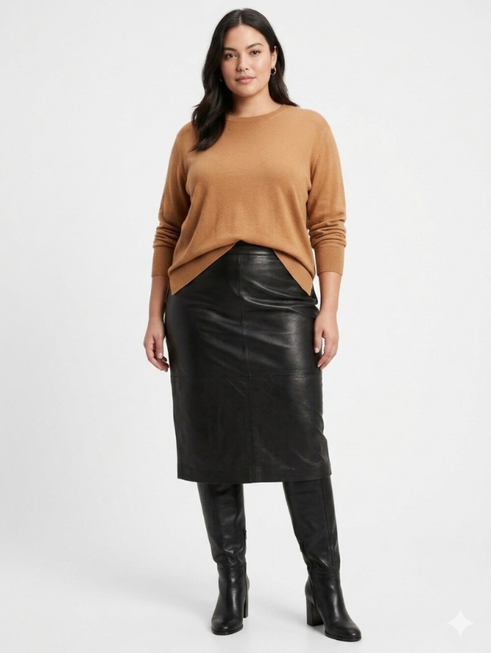 SILK & CASHMERE Rich Camel Boyfriend Sweater